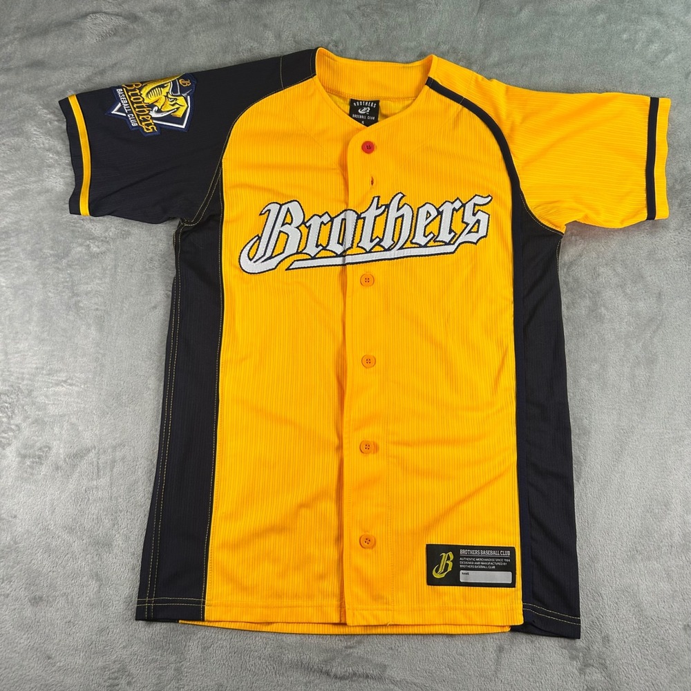 Brothers Baseball Club Jersey Yellow Navy Blue CPBL Elephant Patch Mens Small